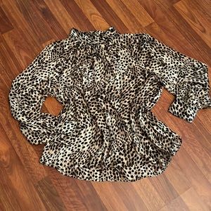 H&M High Neck Flowy Animal Print Top
